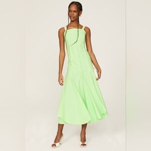 ◇$750 NEW VICTORIA BECKHAM PISTACHIO POPLIN MIDI DAY DRESS US 10